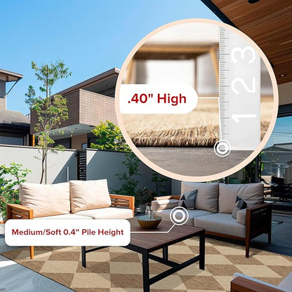 nuLOOM Outdoor Performance Collection Sabina Brown/Ivory, 5' x 8', Soft and Cozy, High Traffic, Stain Resistant, Easy Clean, Durable Area Rug for Indoor/Outdoor Patio, Deck, Porch, Garden, Courtyard