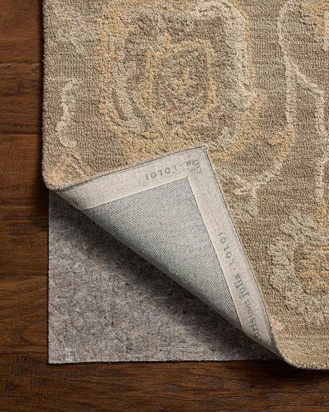 Loloi Chris Loves Julia Dorothea Collection DRT-01 Oak/Natural 2'-6" x 7'-6" Runner Rug Wool Neutral Floral Living Room Bedroom Carpet
