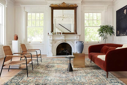 Loloi Margot Collection MAT-02 Terracotta/Lagoon 2'-3" x 3'-9" Accent Rug feat. CloudPile, No-Shed Easy Clean Large Patterned Area Rug for Living Room, Bedroom, Dining Area