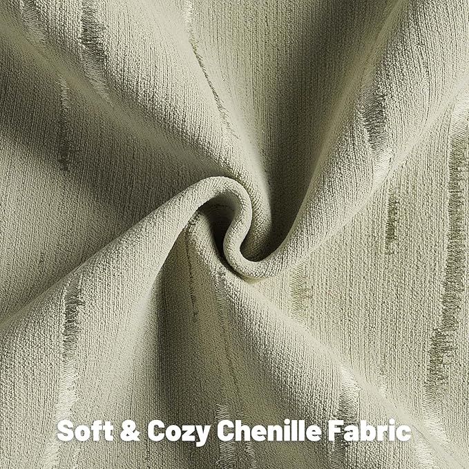 FUTEI Olive Green Chenille Decorative Throw Pillow Covers 26x26 Inch Set of 2,Soft Embossed Striped Textured Euro Pillow Shams,Modern Home Decor for Couch Bed Living Room
