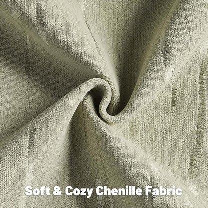 FUTEI Olive Green Chenille Decorative Throw Pillow Covers 12x20 Inch Set of 2,Soft Embossed Striped Textured Lumbar Pillow Cases,Modern Home Decor for Couch Bed Living Room
