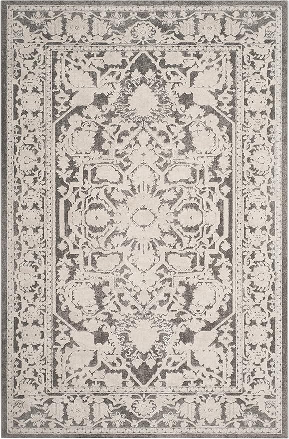 SAFAVIEH Reflection Collection Area Rug - 5'1" x 7'6", Dark Grey & Cream, Non-Shedding & Easy Cleaning, Ideal for Living Room, Bedroom (RFT665B)