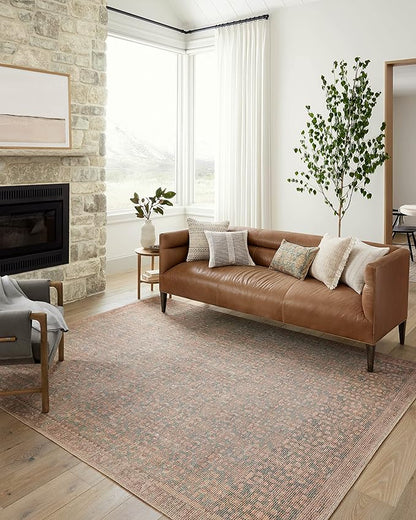 Loloi Angela Rose Aubrey Collection AUB-04 Blue/Terracotta 7'-6" x 9'-6", .19" Pile Height, Area Rug
