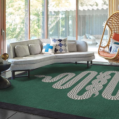 RUGGABLE x Jonathan Adler Washable Modern Area Rug – Venom Emerald 9x12, Stain-Resistant, Non-Slip – Large Machine Washable Rugs for Living Room, Bedroom, Hallway, Entryway & Office–with Standard Pad