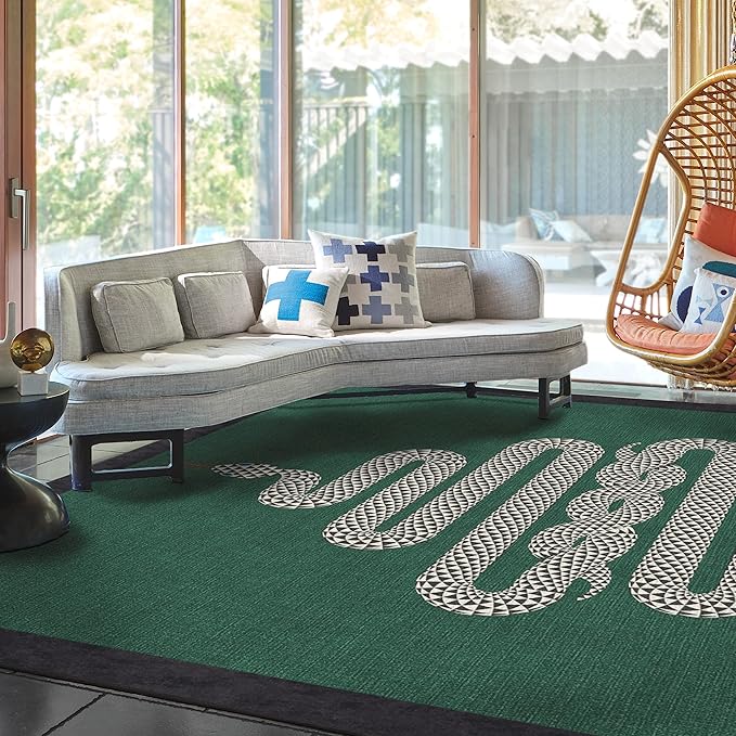 RUGGABLE x Jonathan Adler Machine Washable Modern Area Rug – Venom Emerald 8x10, Stain-Resistant, Non-Slip – Large Rugs for Living Room, Bedroom, Hallway, Entryway & Office–with Cushioned Pad