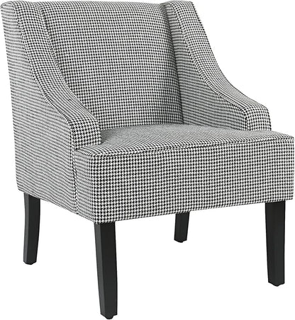 Homepop Home Decor | Upholstered Classic Swoop Arm Accent Chair | Accent Chairs for Living Room & Bedroom | Decorative Home Furniture, Black and White