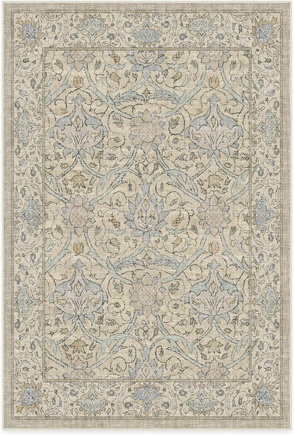 RUGGABLE x Morris & Co Washable Area Rug – Montreal Natural Blue 6x9, Stain-Resistant, Non-Slip – Medium Machine Washable Rugs for Living Room, Bedroom, Hallway, Entryway & Office–with Cushioned Pad