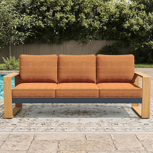 LayinSun Aluminum Patio Furniture Set 3 Seat Sofa, Oversized Seat with Hight Back, Outdoor Conversation Sets for Porch, Balcony, Deck