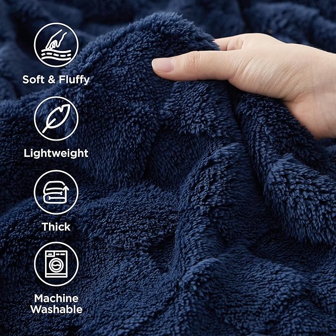 Bedsure GentleSoft Twin Blanket for Bed Navy Blue - Super Soft Cozy Blankets for Women Men Girls, Cute Fuzzy Fleece Throws for Bedroom Couch, 60x80 Inches