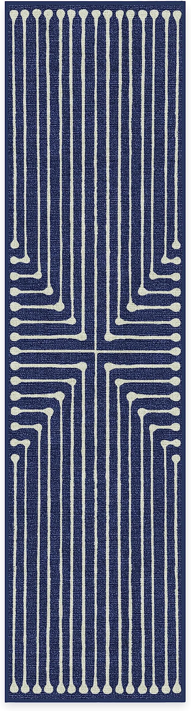 RUGGABLE x Jonathan Adler Machine Washable Modern Runner Rug – Inkdrop Lapis Blue 2.5x10, Stain-Resistant, Non-Slip – Washable Rug for Hallway, Entryway, Living Room & Kitchen–with Standard Pad
