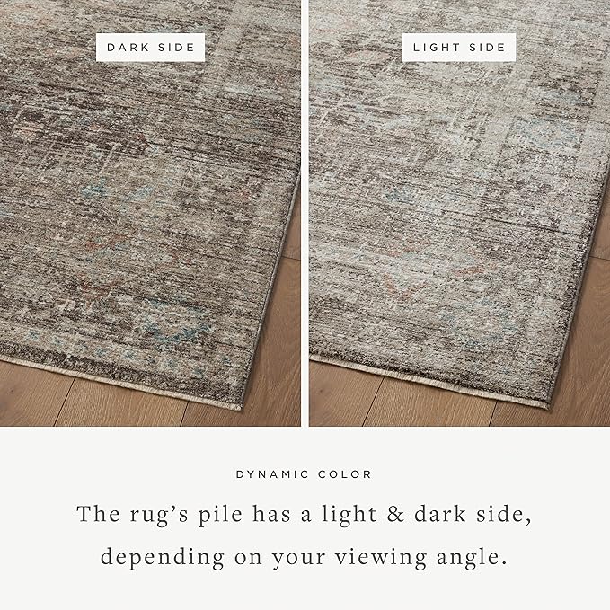 Loloi Magnolia Home by Joanna Gaines Millie Collection MIE-03 Charcoal/Dove 11'-6" x 15'-7", .25" Pile Height, Area Rug