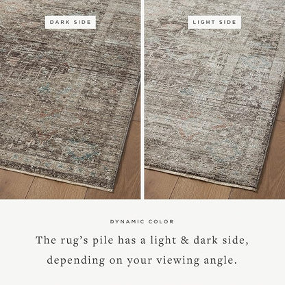 Loloi Magnolia Home by Joanna Gaines Millie Collection MIE-03 Charcoal/Dove 9'-6" x 13'-1", .25" Pile Height, Area Rug