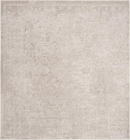 SAFAVIEH Reflection Collection Area Rug - 6'7" Square, Cream & Ivory, Non-Shedding & Easy Cleaning, Ideal for Living Room, Bedroom (RFT665D)
