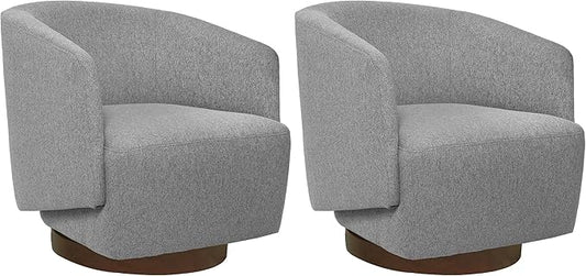 MINCETA Accent Chair,Modern Swivel Chairs for Living Room and Bedroom Reading with Wood Base,Set of 2,Performance Fabric in Gray