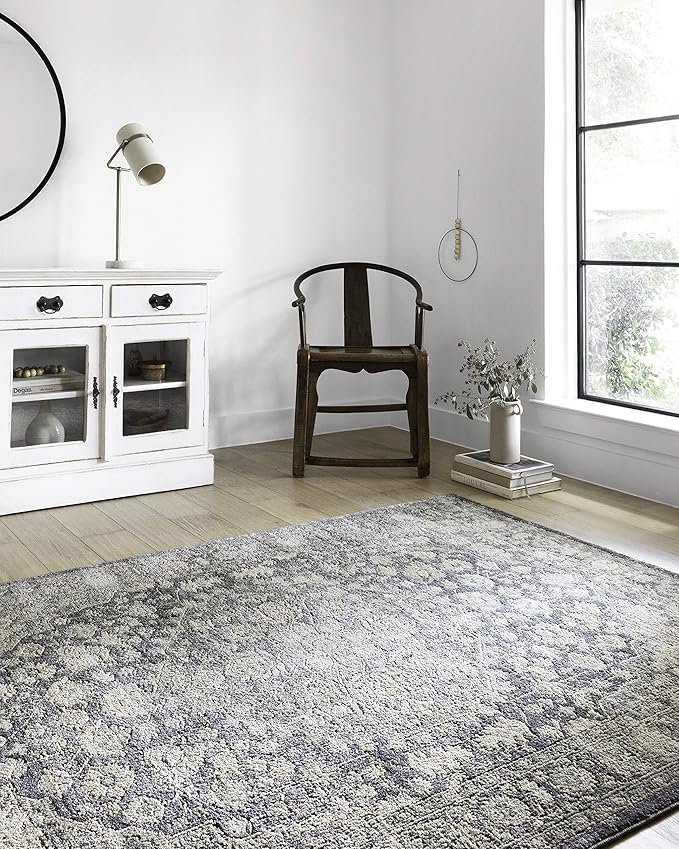 Loloi Teagan Collection TEA-01 Denim/Mist 2'-8" x 13' Runner Rug, Large, Soft Neutral Rug, High-Traffic for Living Room, Bedroom, Home Office, Dining Area