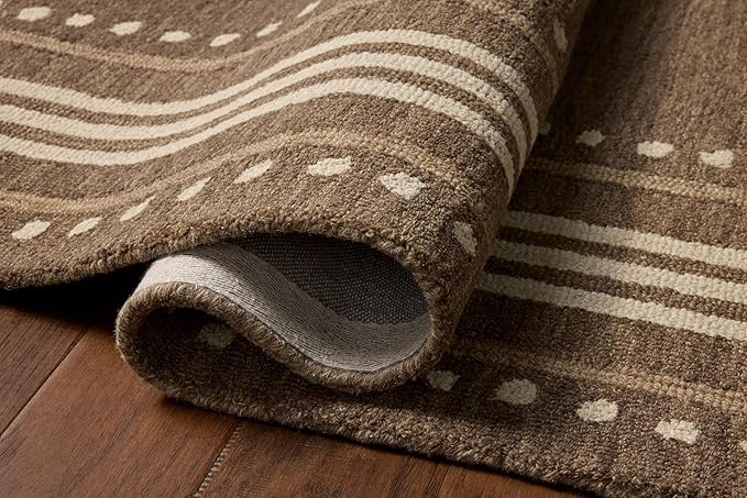 Loloi Chris Loves Julia Alfie Collection ALF-02 Bark/Natural 3'-6" x 5'-6" Accent Rug Wool Neutral Living Bedroom Dining Carpet
