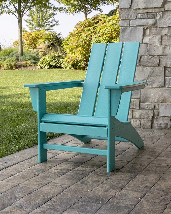 POLYWOOD Stackable Adirondack Chair, Green, Polyethylene