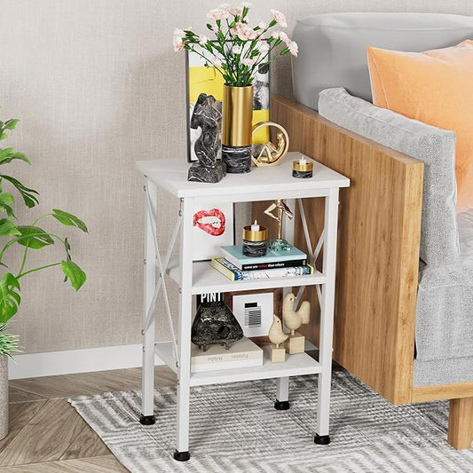 VECELO Modern Nightstands X-Design Side End Table Night Stand with Storage Shelf for Bedroom,Living Room