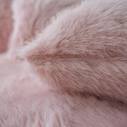 Neelvin Pink Faux Fur Cozy Fluffy Double-Sided Decorative Throw Pillow Covers 24x24 inch Set of 2,Velvet Pillowcase Cushion Case for Sofa Couch