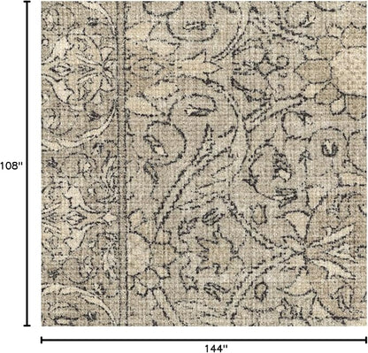 RUGGABLE x Morris & Co Washable Area Rug – Montreal Natural Stone 9x12, Stain-Resistant, Non-Slip – Large Machine Washable Rugs for Living Room, Bedroom, Hallway, Entryway & Office–with Standard Pad