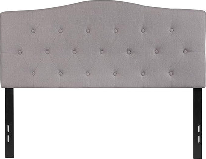BizChair Arched Button Tufted Full Size Headboard in Light Gray Fabric