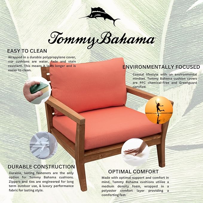 Tommy Bahama Deep Seating Lounge Cushion, 23" X 24" X 4", Bamboo Bay Mango