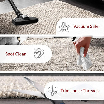 nuLOOM Ashli Solid Farmhouse Jute Area Rug, 8' Square, Off-white