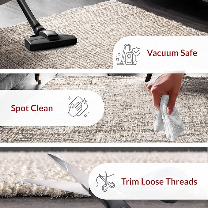 nuLOOM Ashli Solid Farmhouse Jute Area Rug, 6x9, Off-White