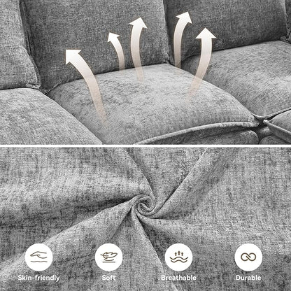 55" Cloud Modular Loveseat Sofa with Storage, Modern Upholstered Sofa Couch Small Love Seat，2 Seater Chenille Comfy Sectional Sofa with Armrests for Living Room, Small Space, Light Grey