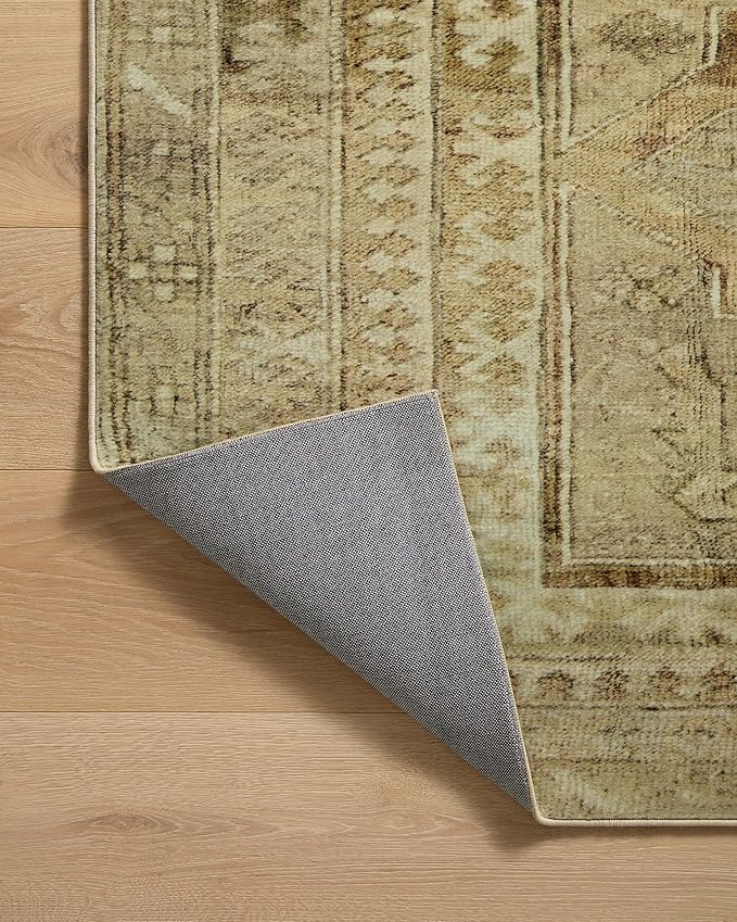 Loloi Magnolia Home by Joanna Gaines Sinclair Collection SIN-02 Khaki/Tobacco 5'-0" x 7'-0", .25" Pile Height, Machine Washable, Area Rug