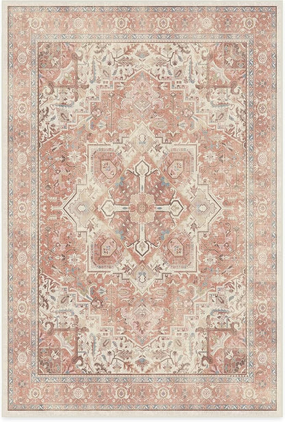 RUGGABLE Washable Area Rug – Kamran Rose Pink 6x9, Stain-Resistant, Non-Slip – Medium Machine Washable Rugs for Living Room, Bedroom, Hallway, Entryway & Office–with Standard Pad