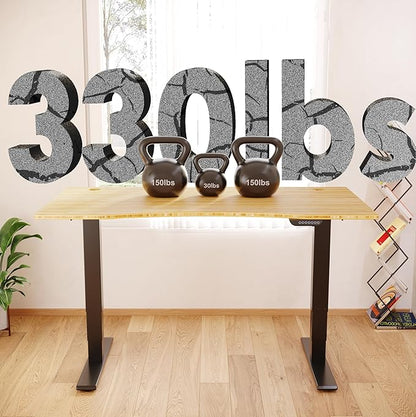 FLEXISPOT E6 MAX Bamboo 72x30 Inch Dual Motor 3-Stage Heavy Duty Standing Desk, 330lbs Weight Capacity, Height Adjustable Desk w/Cable Management & Wheels (Solid Bamboo Curved Desktop + Black Frame)