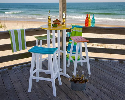 POLYWOOD 2012-FWHLI Contempo Bar Height Saddle Seat Barstool, White Frame, Lime