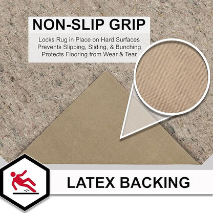 Mohawk Home 5' x 8' Non Slip Grip Rug Pad 3/8" Thick Dual Surface Felt Cushion + Rubber Gripper - Safe for All Floors