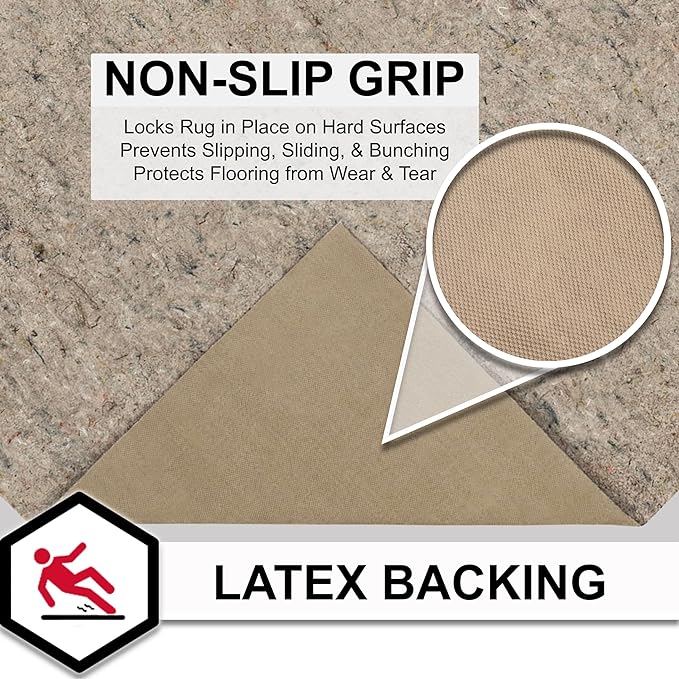 Mohawk Home 7' 6" x 10' Non Slip Rug Pad Gripper 3/8 Thick Dual Surface Felt + Rubber Gripper - Safe for All Floors - Grey