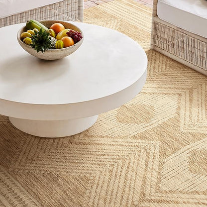 nuLOOM Ranya Light Brown/Ivory, 8' Round, Tribal Geometric, Soft and Cozy, High Traffic, Stain Resistant, Easy Clean, Durable Area Rug for Indoor/Outdoor Patio, Deck, Porch, Garden, Courtyard