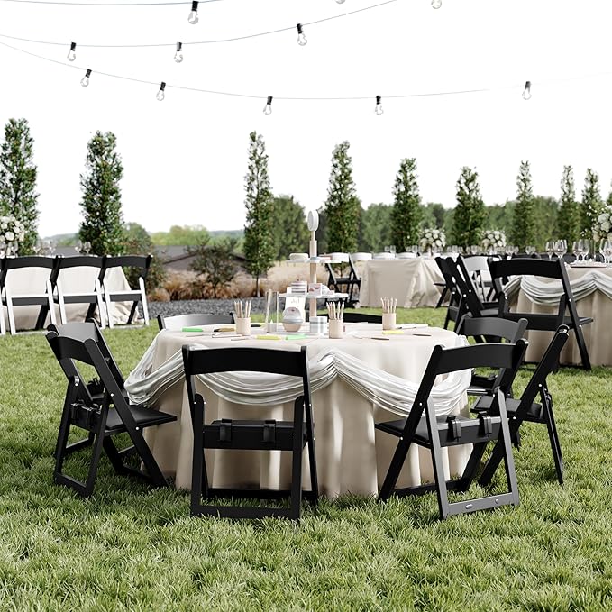Flash Furniture Hercules Set of 10 Kids Black Resin Folding Chair with Black Vinyl Padded Seat