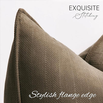 ZWJD Brown Pillow Covers 24x24 Set of 2 Chenille Throw Pillow Covers with Elegant Design Soft and Luxurious Decorative Throw Pillows for Couch, Bed, and Home Decor