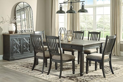 Signature Design by Ashley Tyler Creek Vintage Casual Dining Room Buffet Cabinet or Server with 3 Doors and Lattice Design, Wood, 36" High, Black & Gray