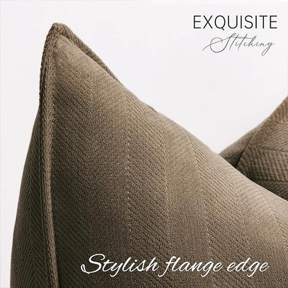 ZWJD Brown Pillow Covers 12x20 Set of 2 Chenille Throw Pillow Covers with Elegant Design Soft and Luxurious Decorative Throw Pillows for Couch, Bed, and Home Decor