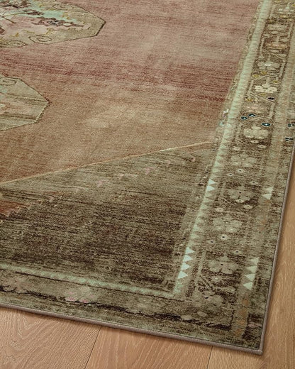 Loloi Magnolia Home by Joanna Gaines Sinclair Collection SIN-06 Clay/Tobacco 2'-3" x 9'-6", .25" Pile Height, Machine Washable, Runner Rug