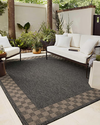 Loloi Chris Loves Julia Providence Collection PRC-01 Charcoal/Natural 9'-2" x 13', .12" Pile Height, Indoor/Outdoor Area Rug