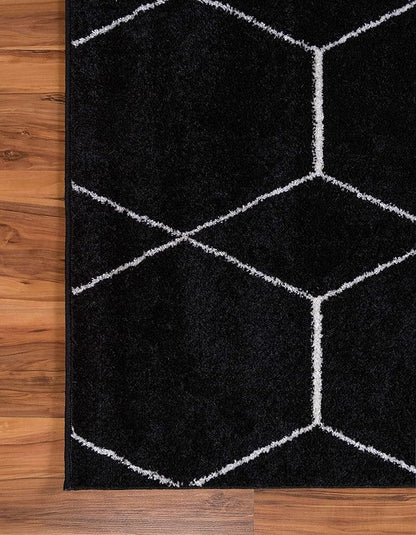 Unique Loom Trellis Frieze Collection Area Rug - Geometric (3' 3" x 5' 3", Black/ Ivory)