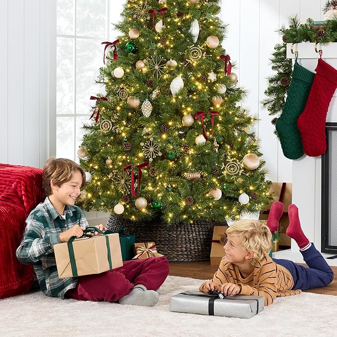 Best Choice Products 7.5ft Pre-Lit Scotch Pine Christmas Tree, Premium Pre-Decorated Artificial Holiday Decor w/ 1,320 Branch Tips, 2-in-1 White and Multicolor LED Lights, Cordless Setup