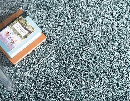 Unique Loom Solid Shag Collection Area Rug (7' 1" x 10' Rectangle, Light Slate Blue)