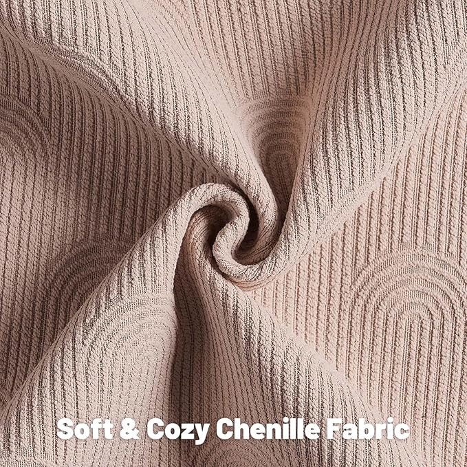 FUTEI Pink Chenille Decorative Throw Pillow Covers 16x16 Inch Set of 2,Soft Cozy Striped Geometric Patterns Cushion Case,Modern Home Decor for Couch Bed Living Room