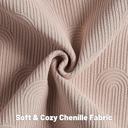 FUTEI Pink Chenille Decorative Throw Pillow Covers 20x20 Inch Set of 2,Soft Cozy Striped Geometric Patterns Cushion Case,Modern Home Decor for Couch Bed Living Room