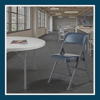 OEF Furnishings OEF1200 Series Premium Heavy Duty Vinyl Padded Folding Chairs, Commercial Grade 500 lb Capacity (4-Pack, Midnight Blue)