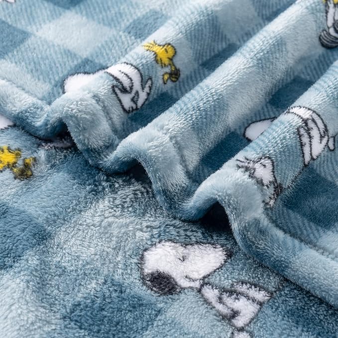 Berkshire Blanket Peanuts® VelvetLoft® Cute Character Snoopy Plush Blanket,Navy Tonal,Full/Queen 90 in x 90 in (Official Peanuts® Product)