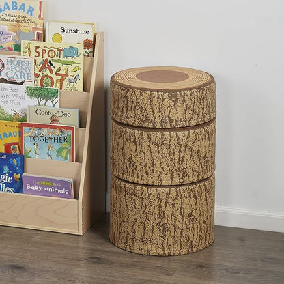 ECR4Kids SoftZone Tree Stump Stool Set, Flexible Seating, Chocolate, 3-Piece